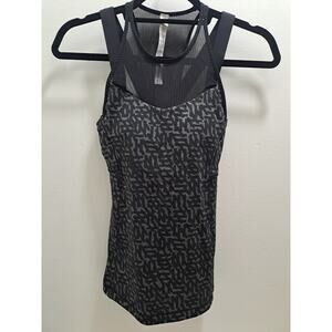 Lululemon Tank Top Women 2 Black Gray Built In Bra Strappy Yoga Gym Run